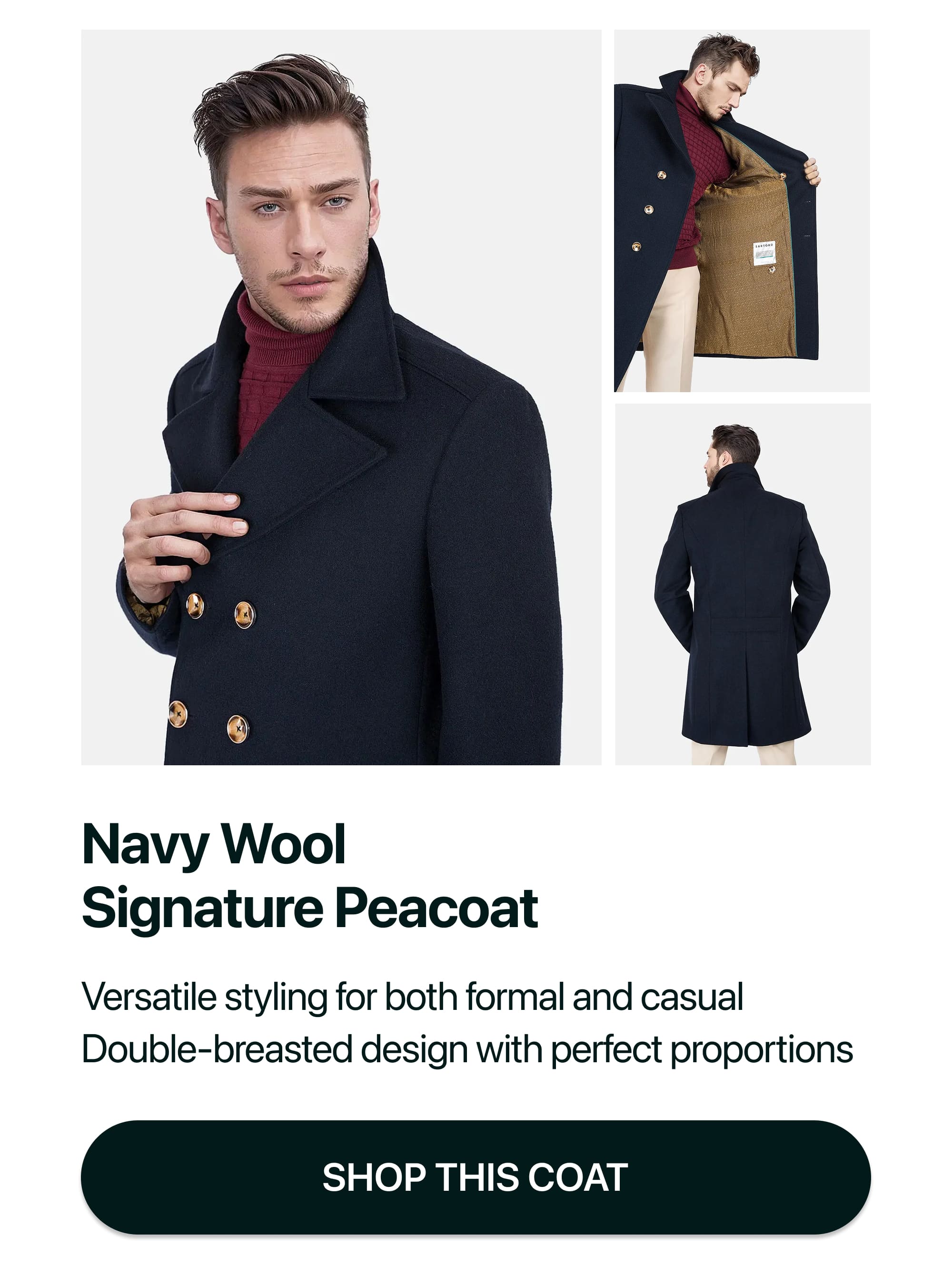 Navy Wool Signature Peacoat