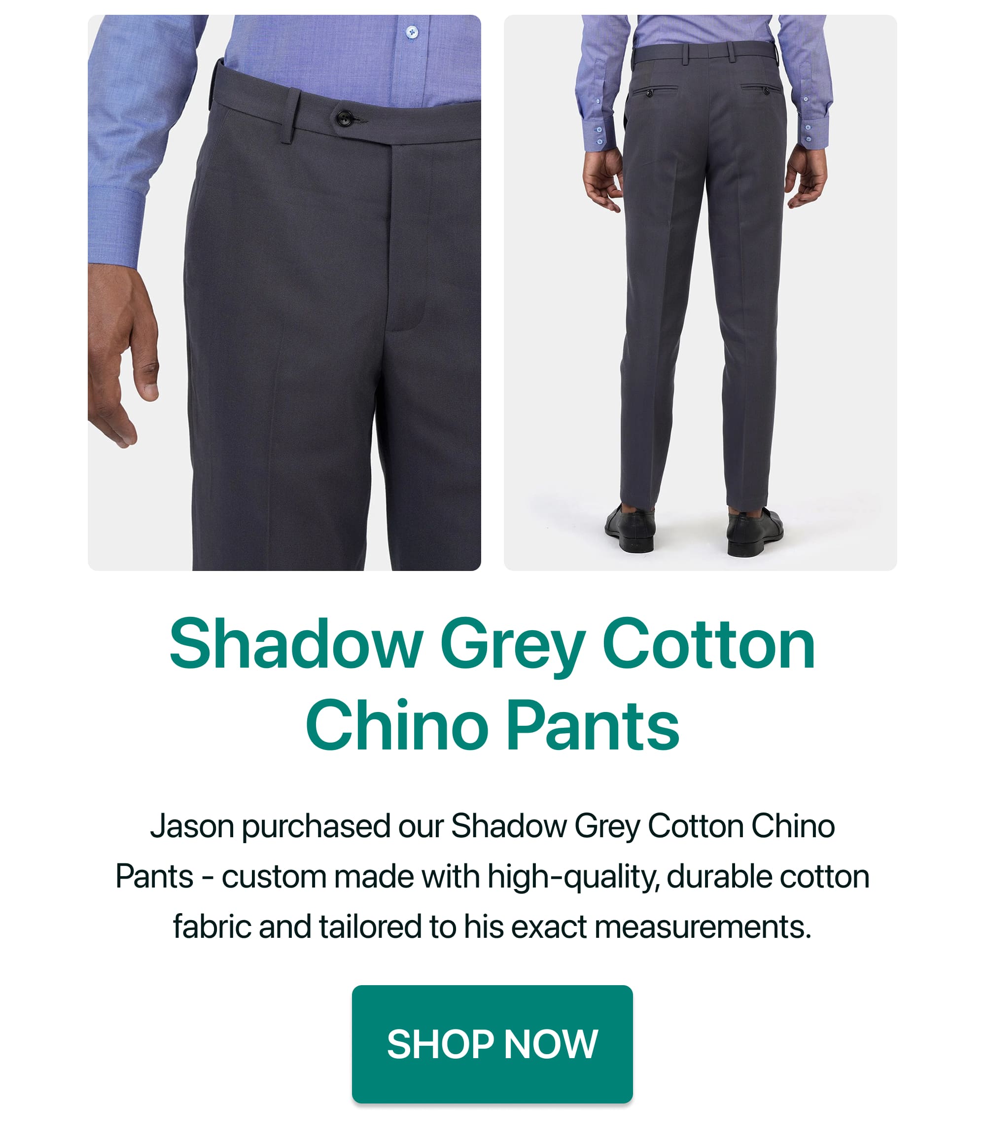 Shadow Grey Cotton Chino Pants
