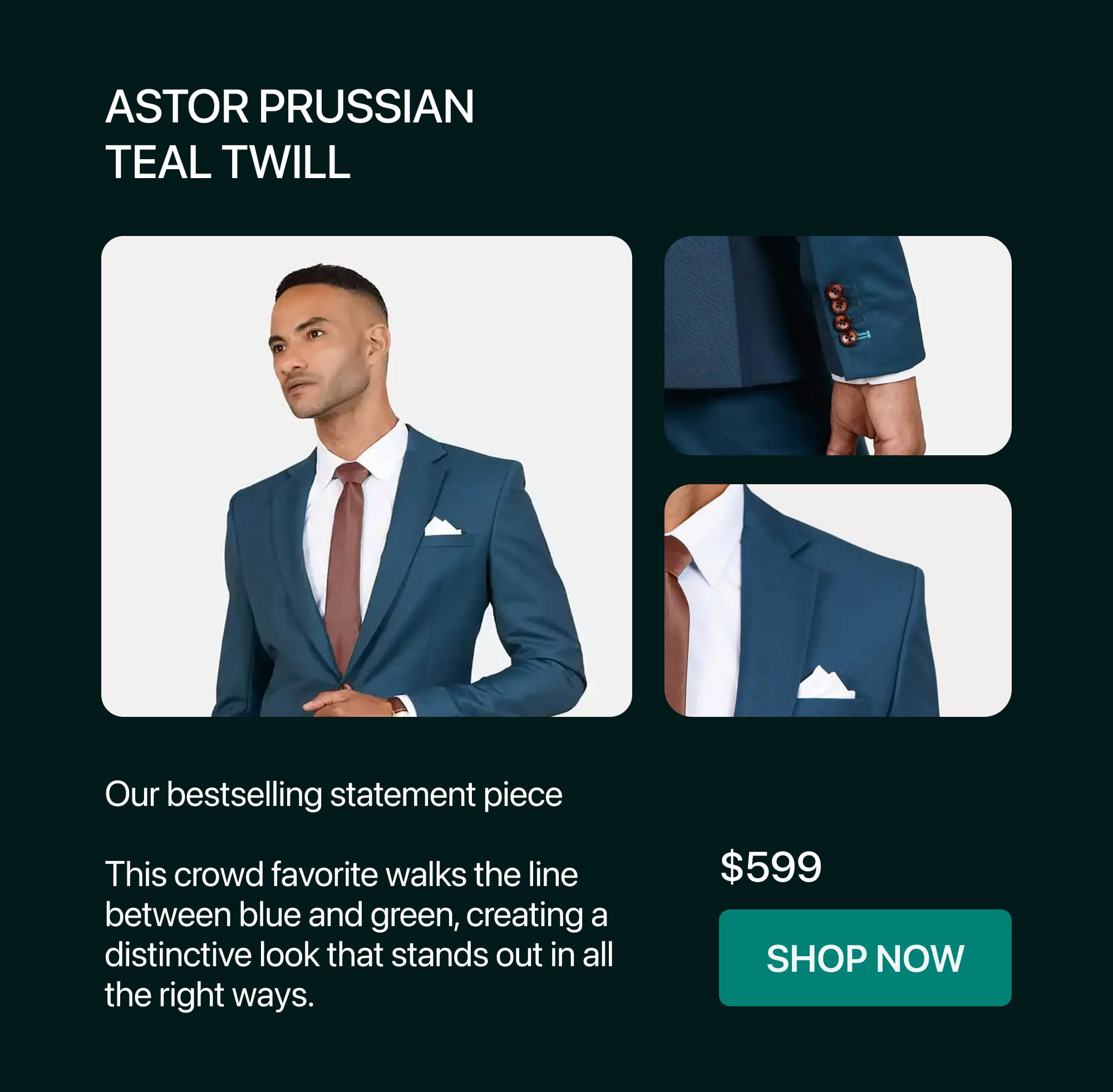 ASTOR PRUSSIAN TEAL TWILL