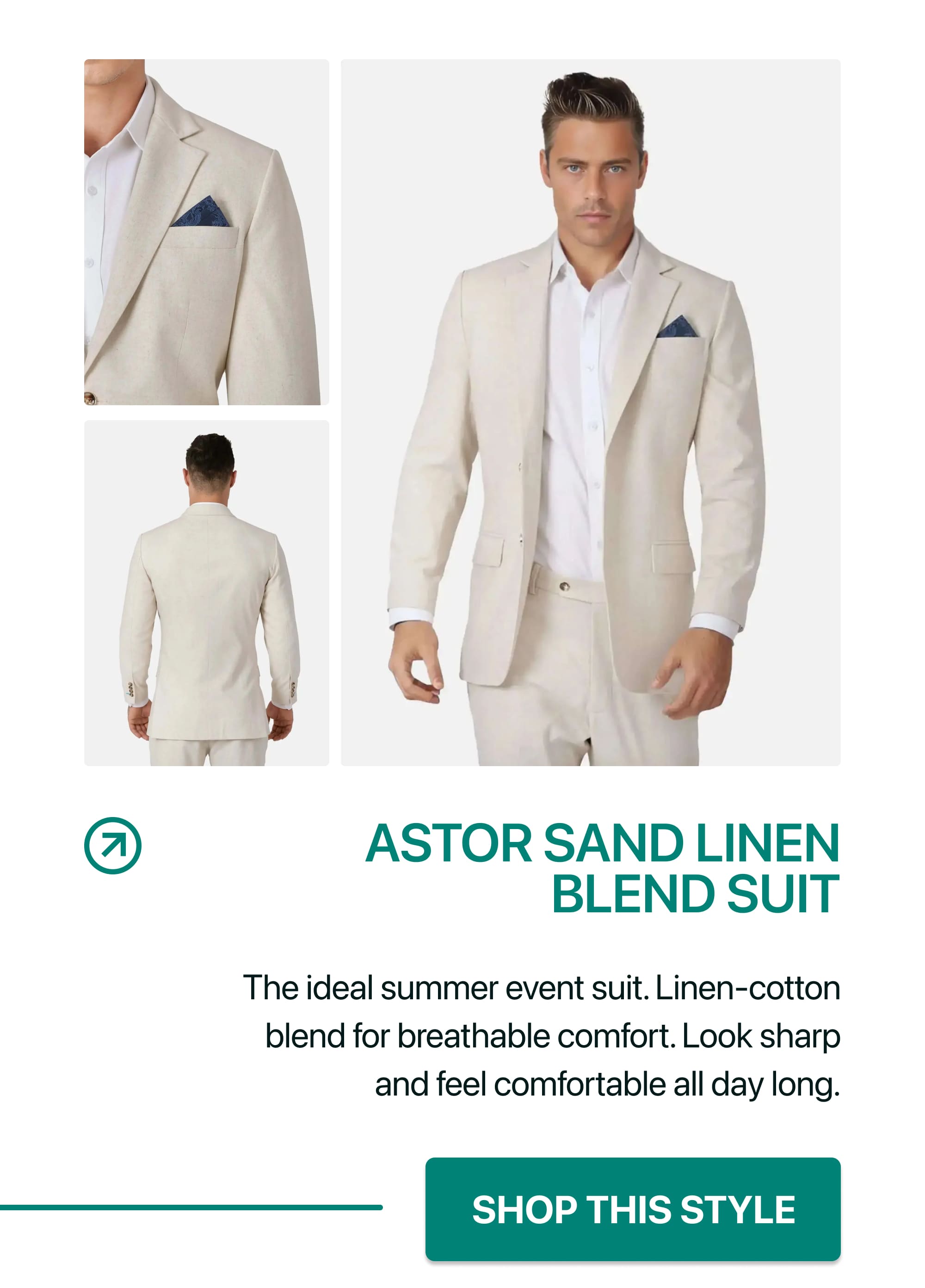 ASTOR SAND LINEN BLEND SUIT