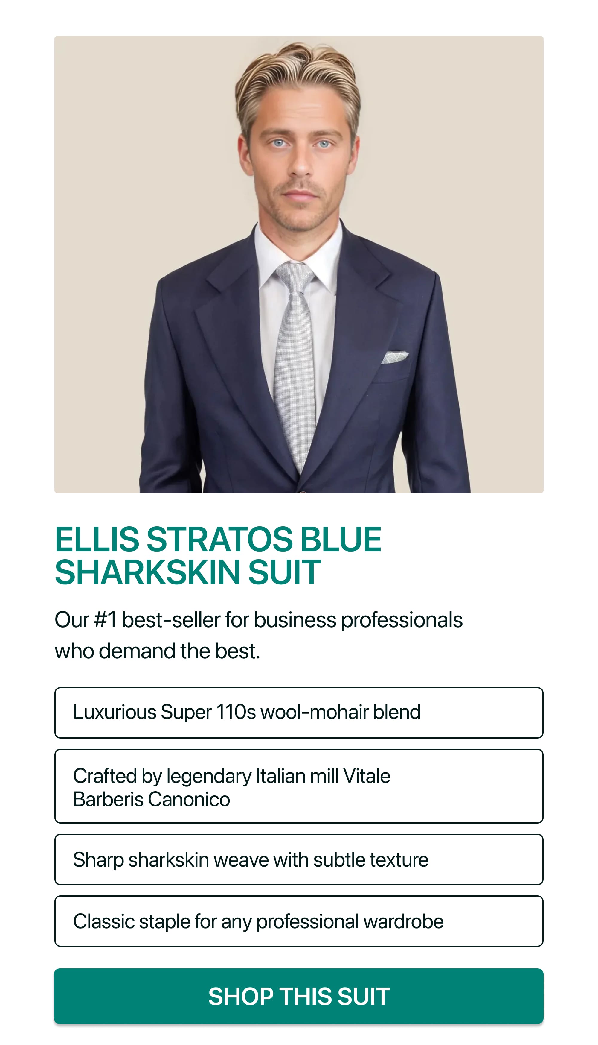 ELLIS STRATOS BLUE SHARKSKIN SUIT