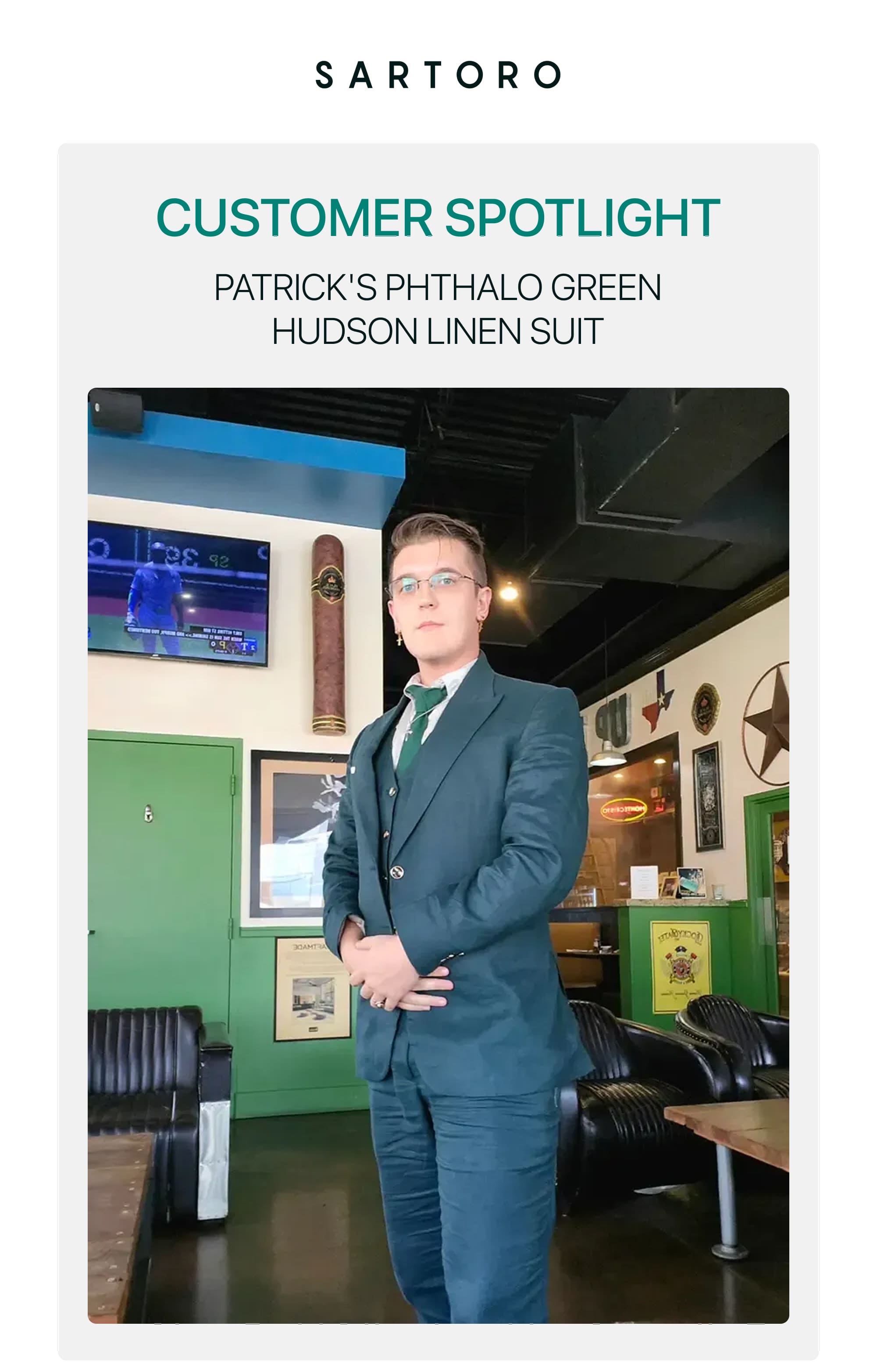 PATRICK'S PHTHALO GREEN HUDSON LINEN SUIT