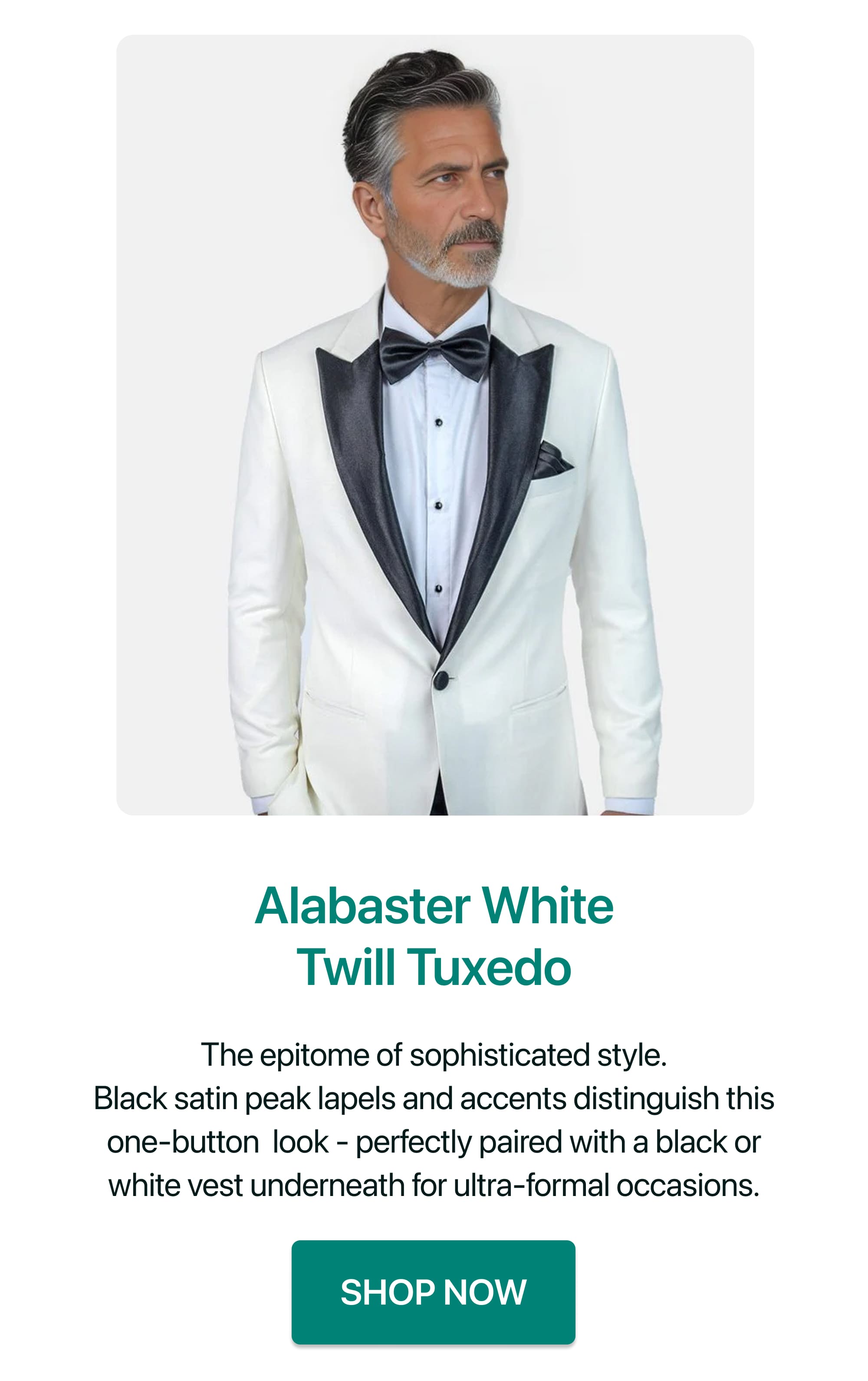 Alabaster White Twill Tuxedo