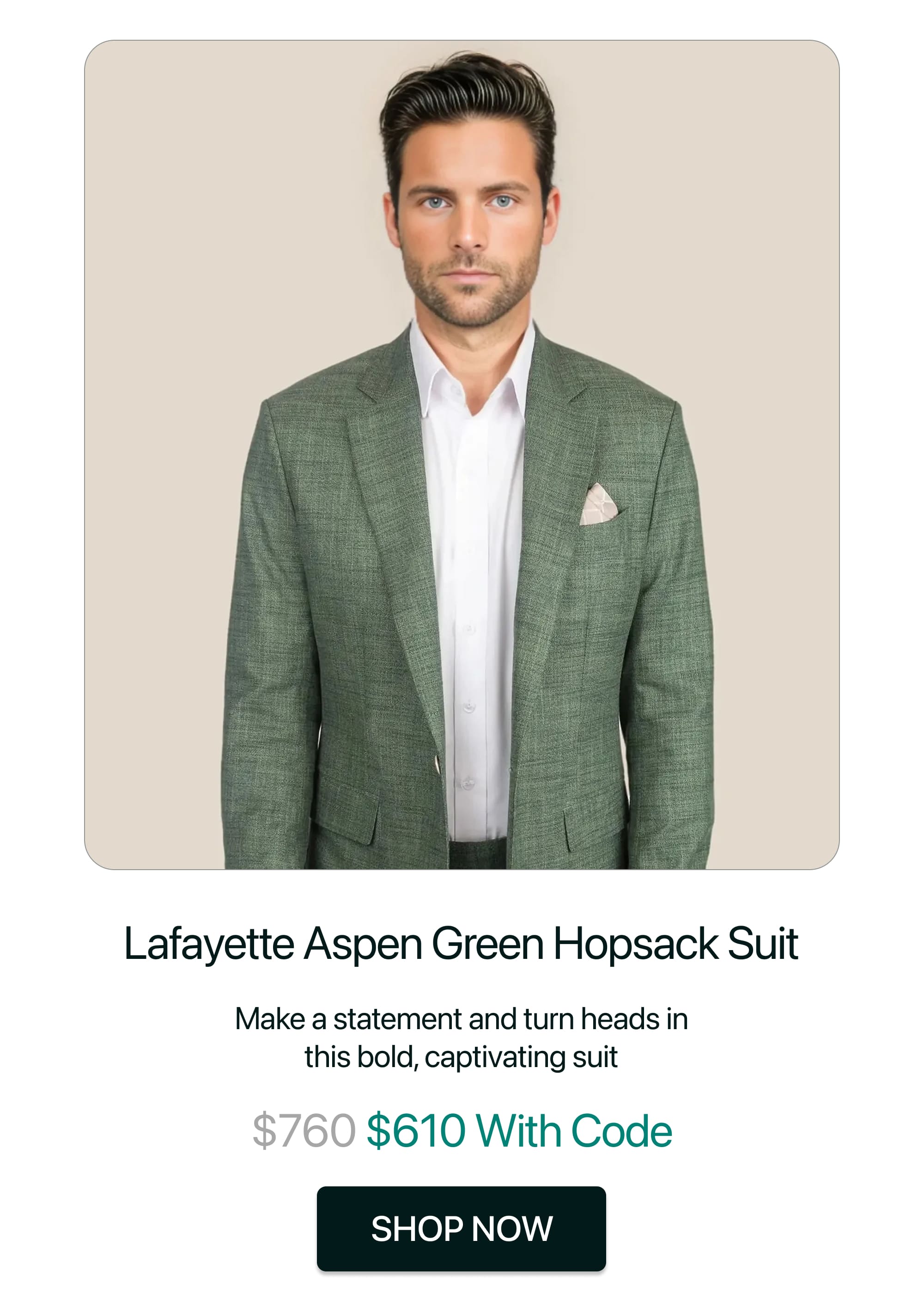 Lafayette Aspen Green Hopsack Suit