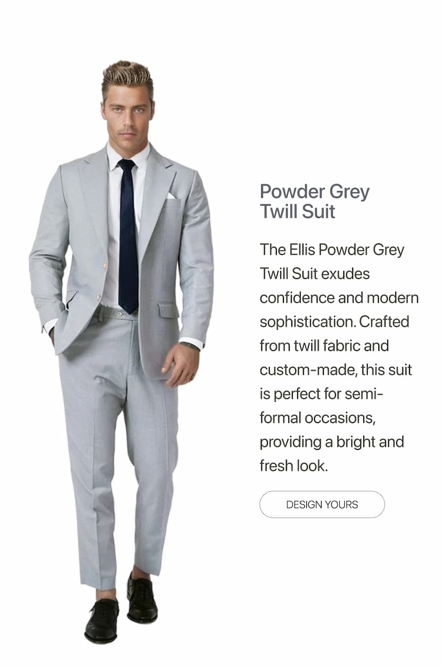Powder Grey Twill Suit