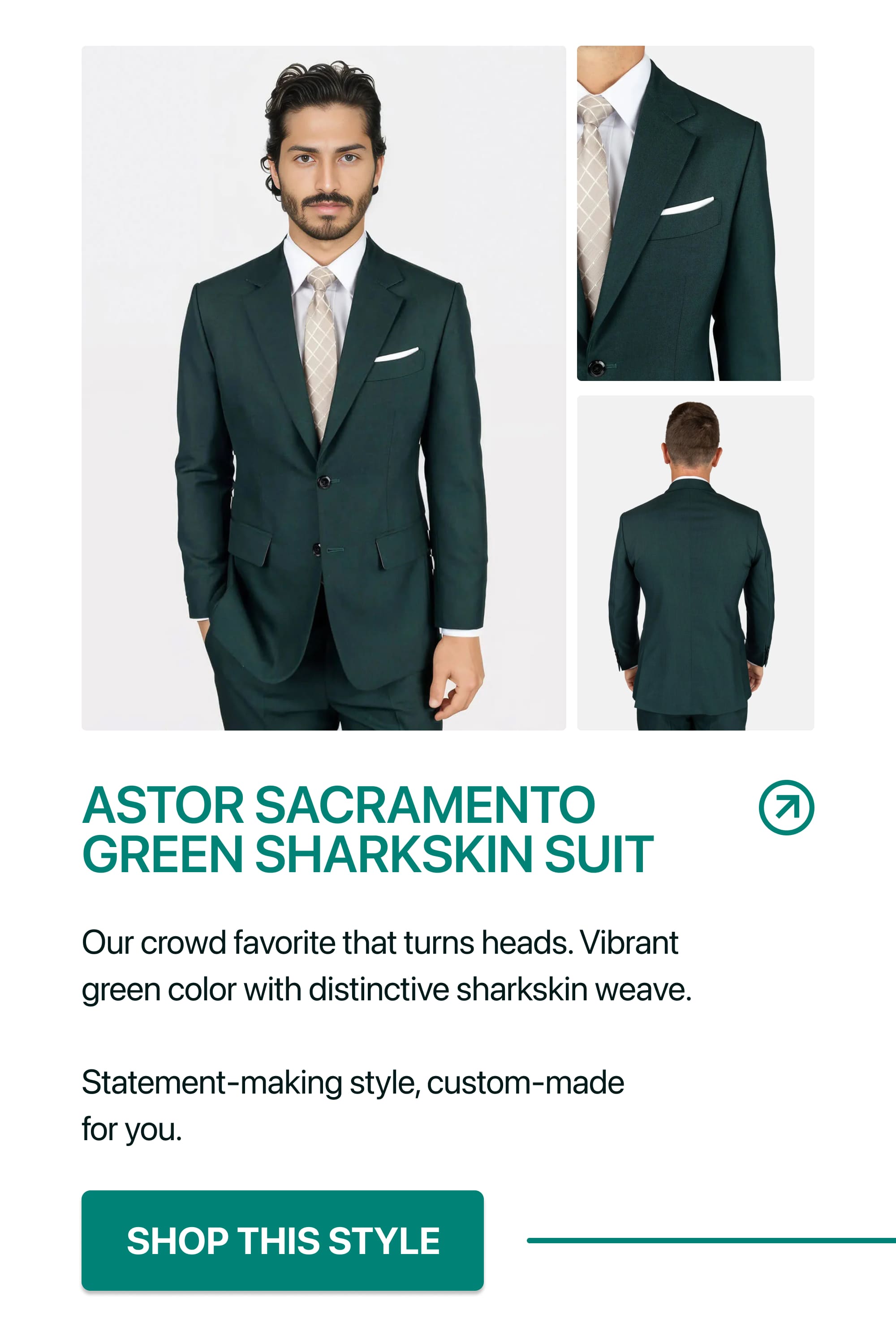 ASTOR SACRAMENTO GREEN SHARKSKIN SUIT