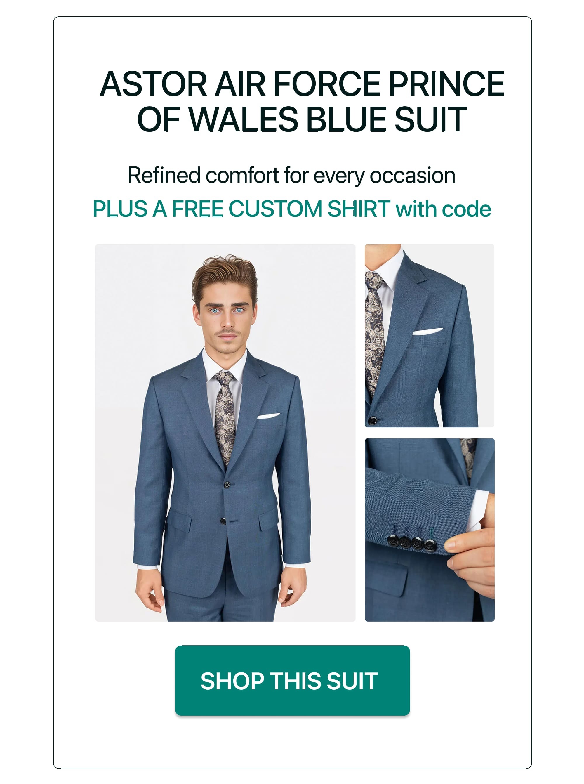 Astor Air Force Prince of Wales Blue Suit