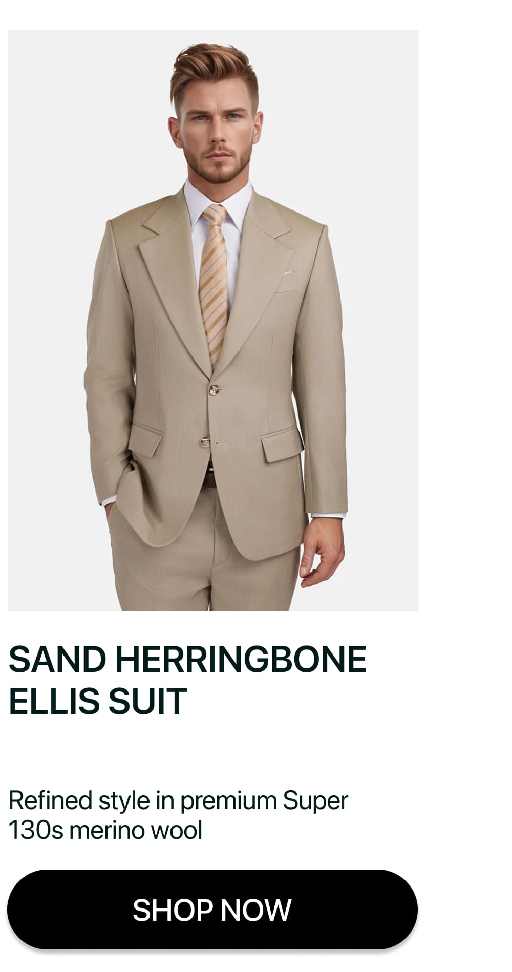 Sand Herringbone Ellis Suit