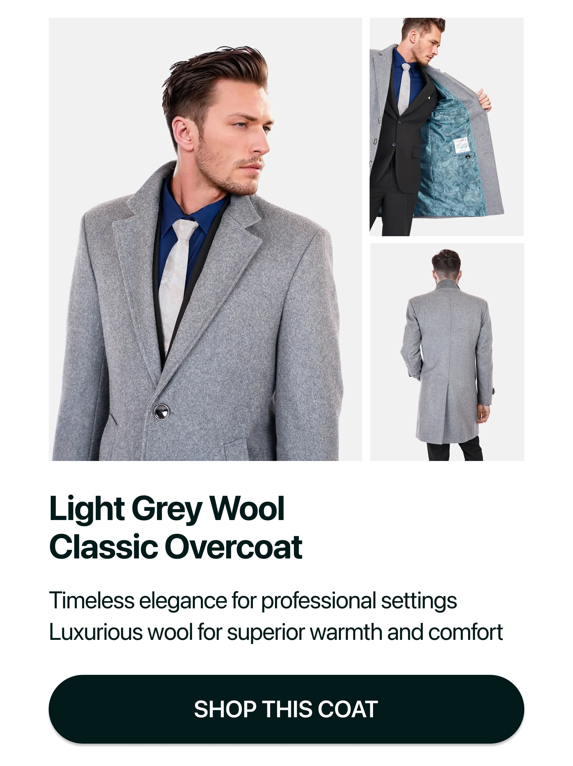 Light Grey Wool Classic Overcoat