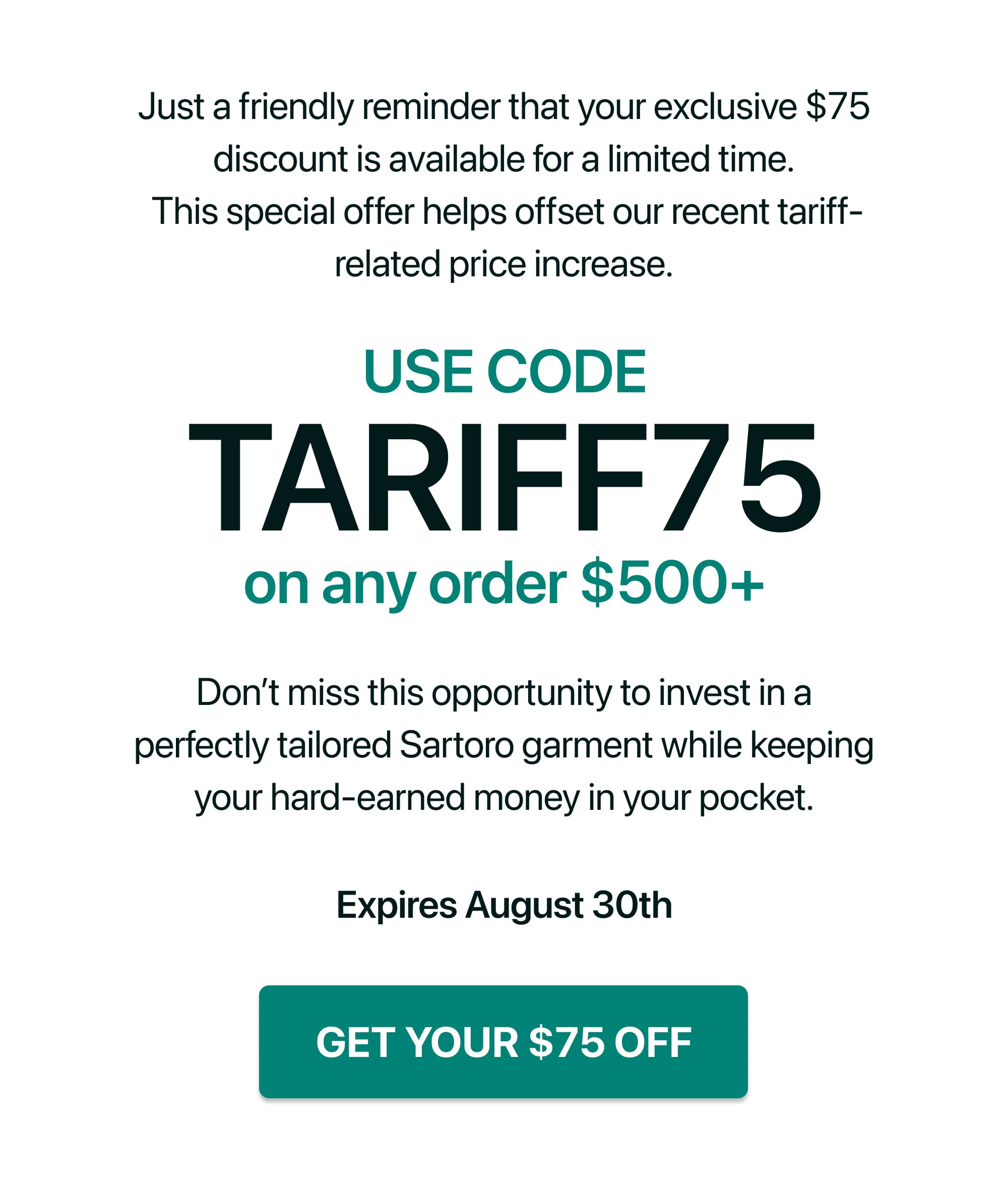 Use code: TARIFF75