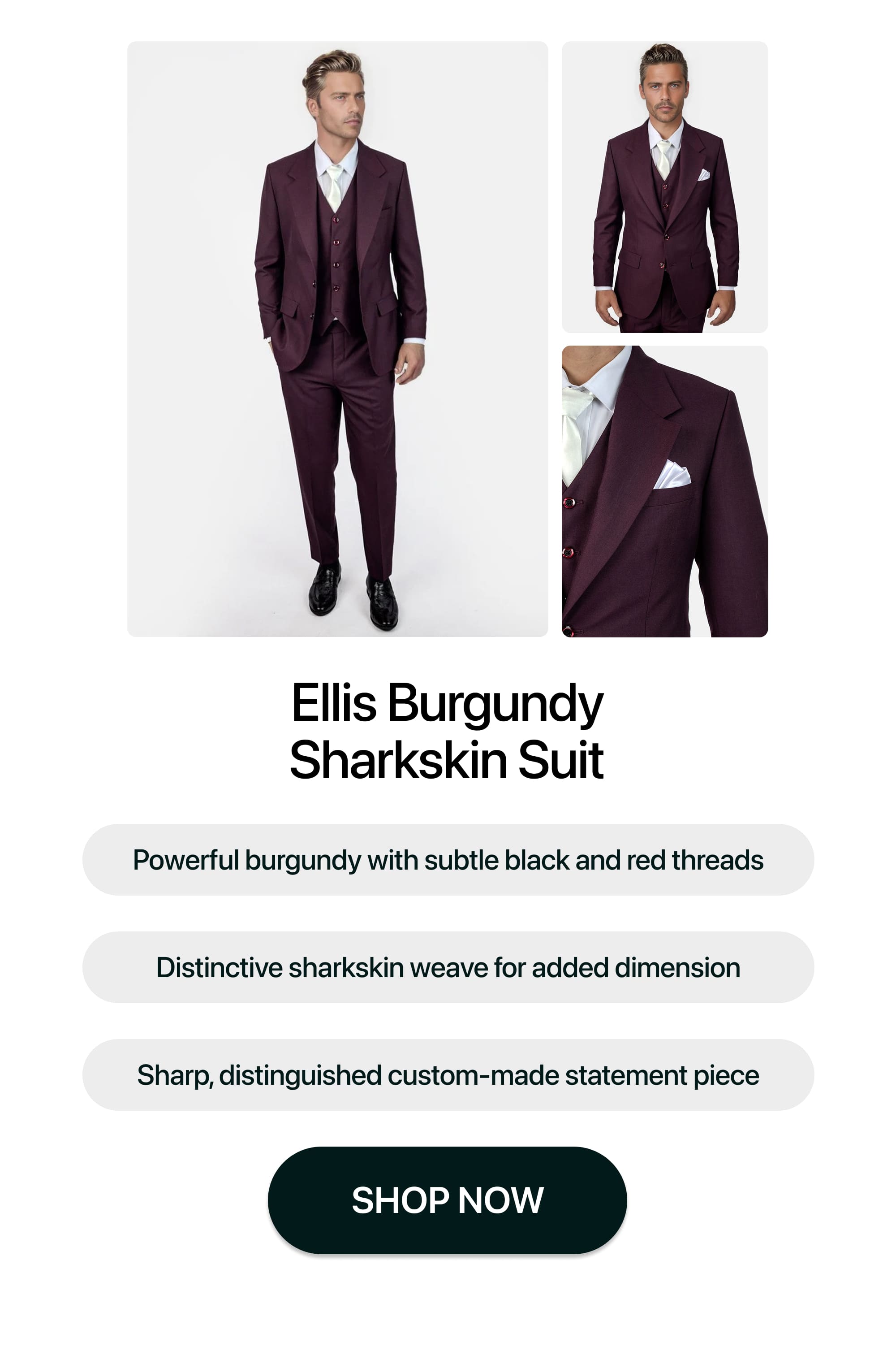 Ellis Burgundy Sharkskin Suit