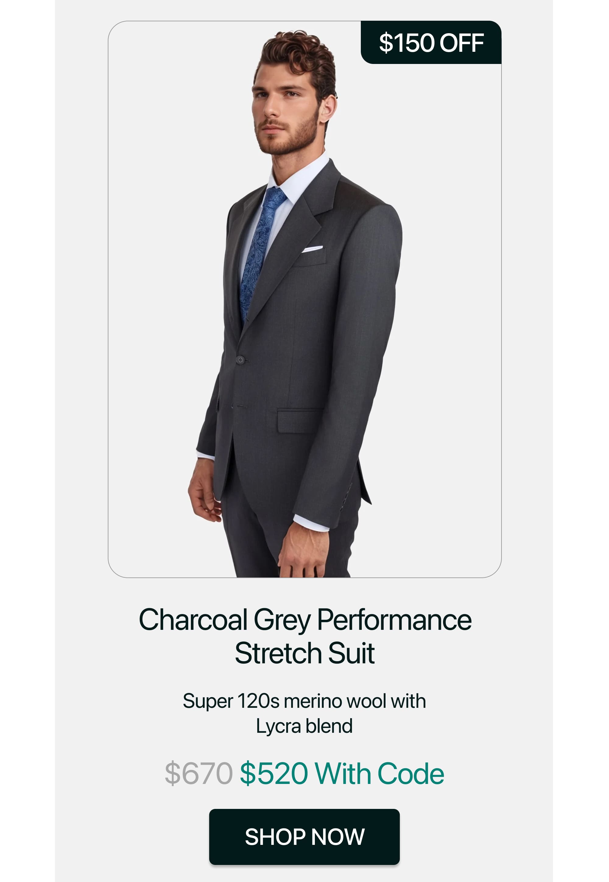 Charcoal Grey Performance Stretch Suit