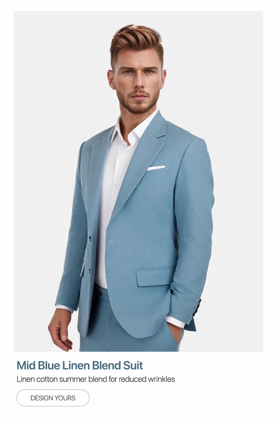 Mid Blue Linen Suit