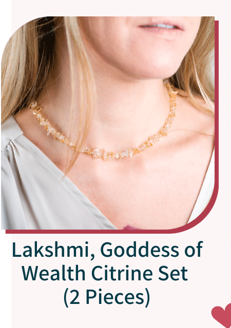 Lakshmi, Goddess of Wealth Citrine Set (2 Pieces) - Turn On Images!