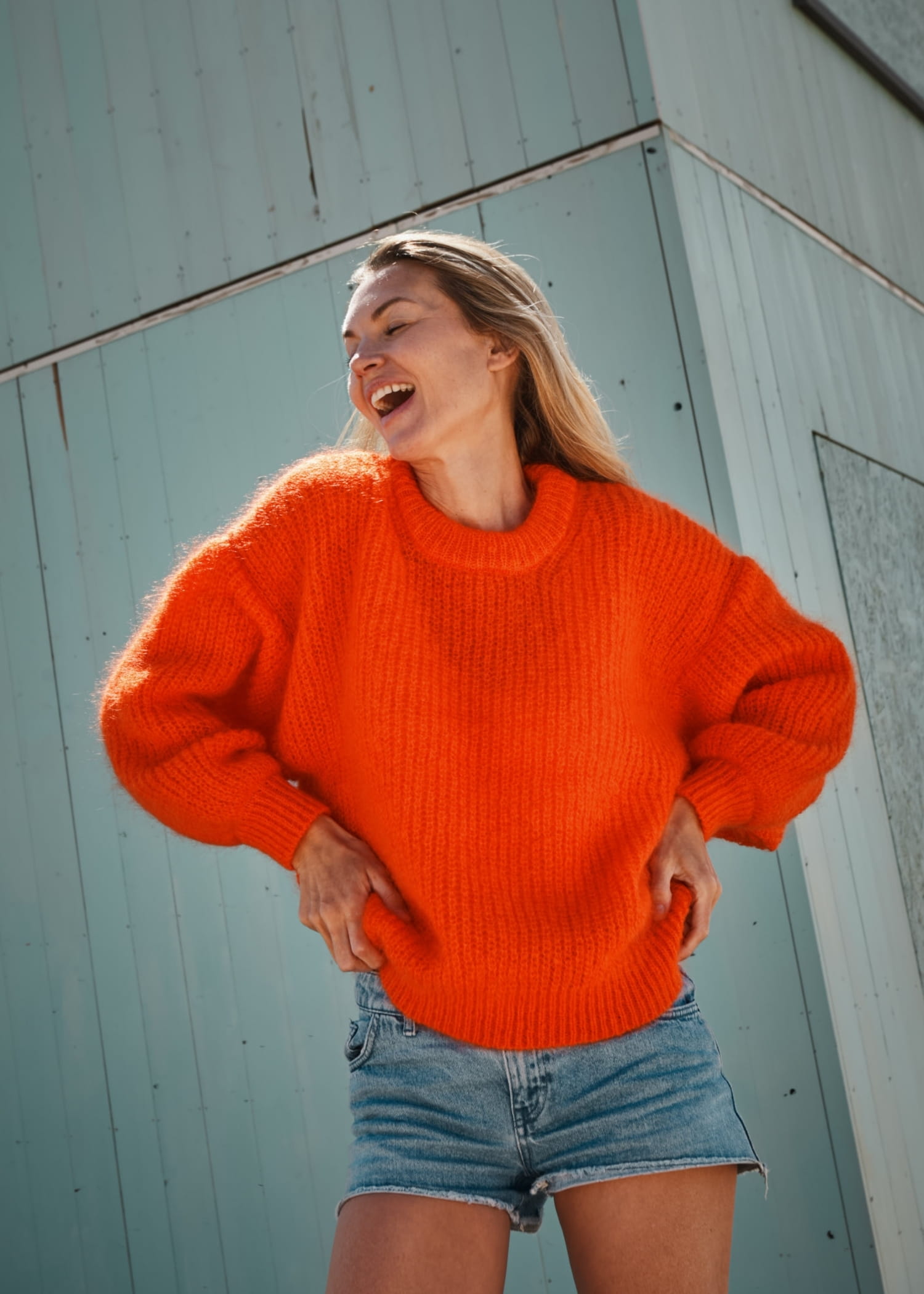 SANDRA Funnel-Neck Cardigan in Merino Wool - Beige