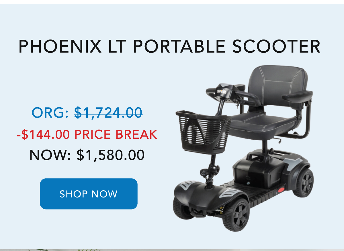 Phoenix LT Portable Scooter By Drive Medical $1,724.00 Price break -$144.00 Special Price $1,580.00