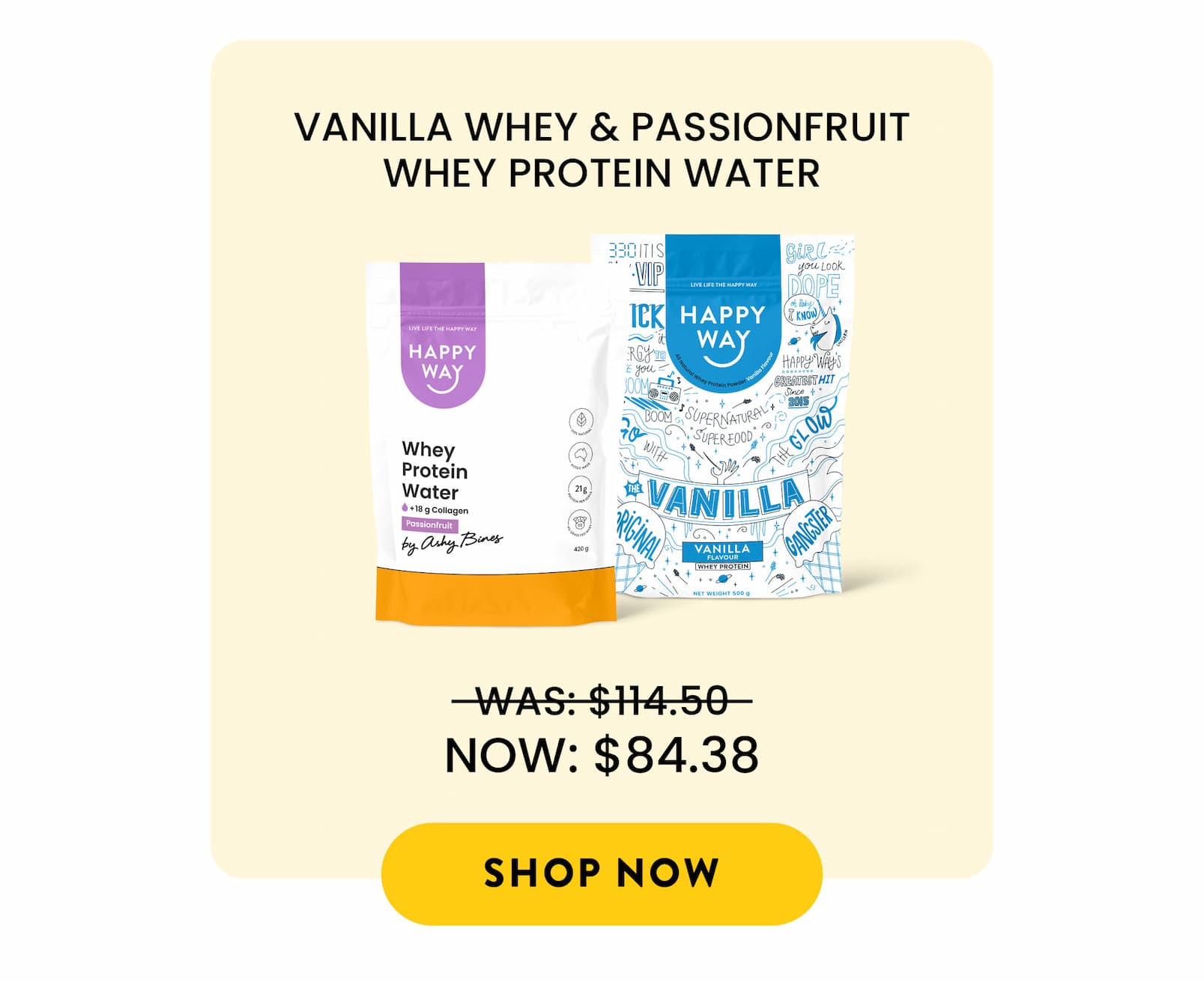 VANILLA WHEY & PASSIONFRUIT WHEY PROTEIN WATER 