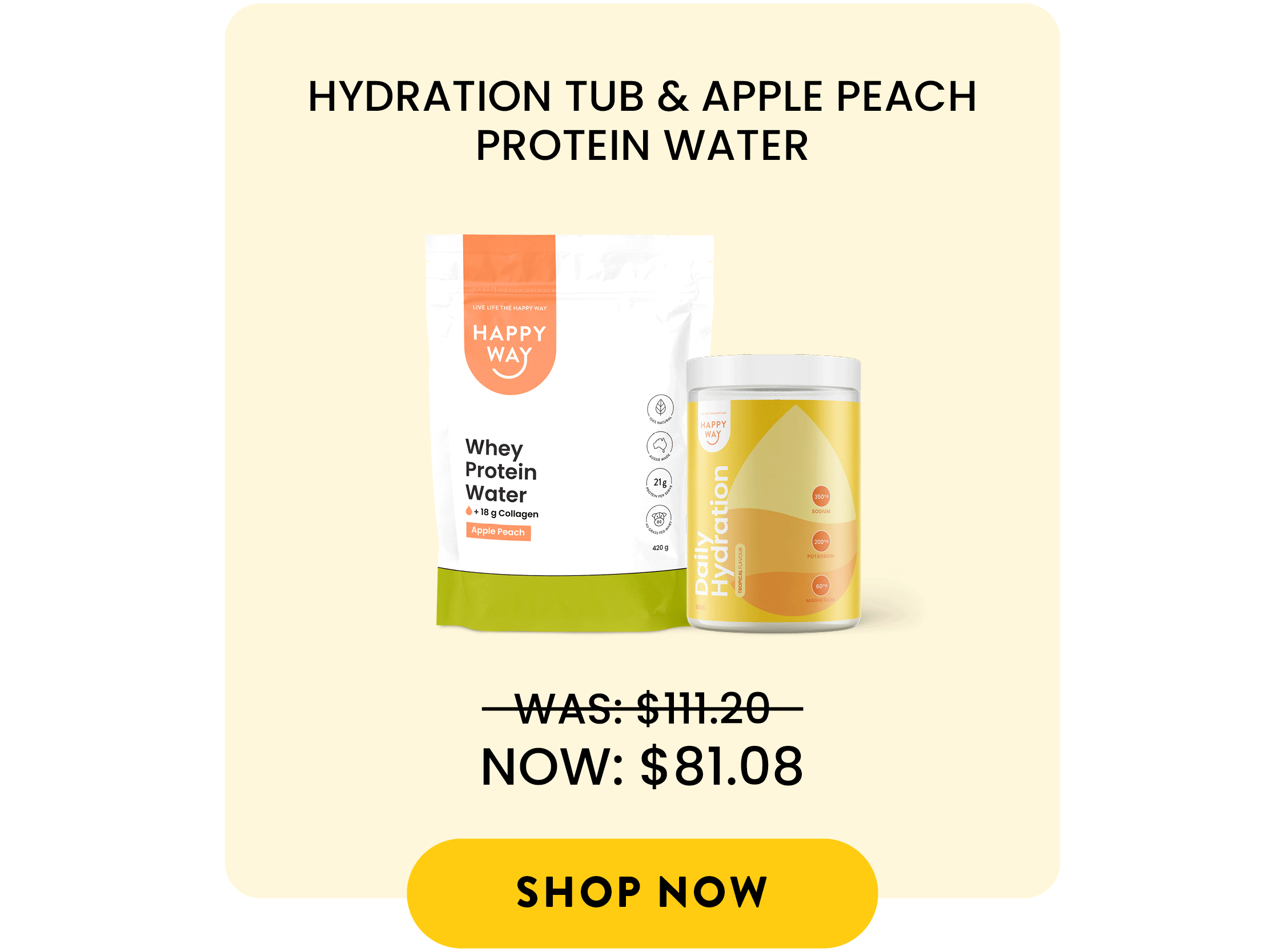 HYDRATION TUB & APPLE PEACH  PROTEIN WATER