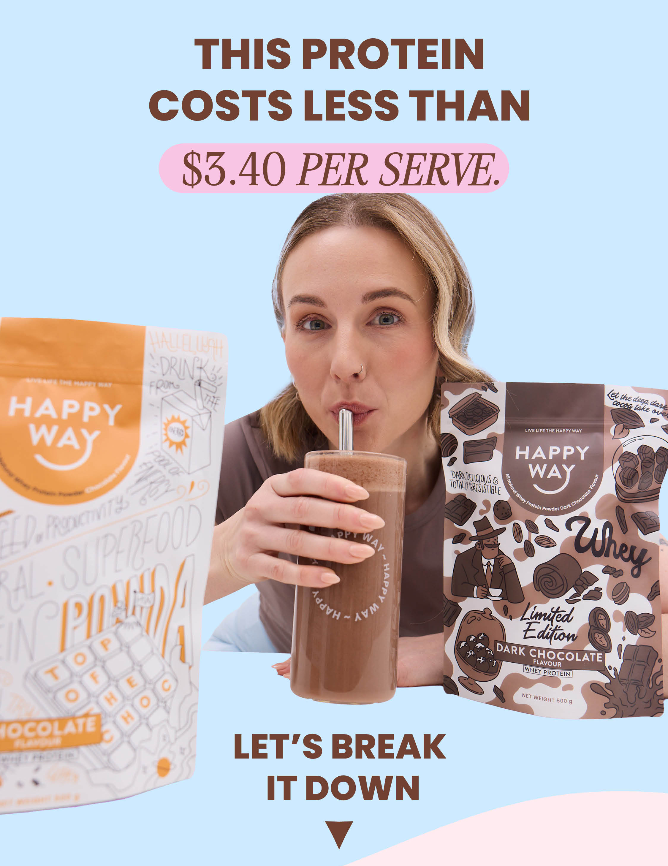 This protein costs less than $3.40 per serve. Let's break it down  ▼