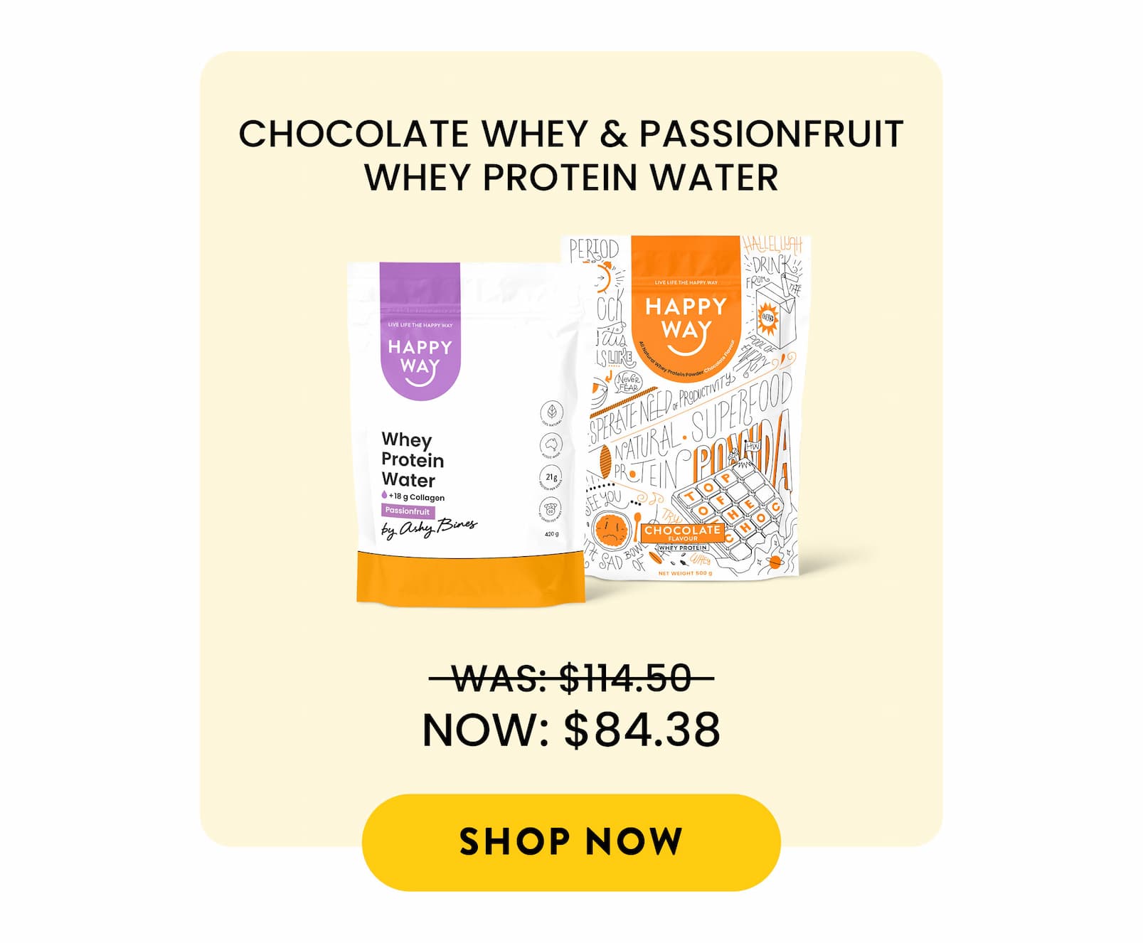 CHOCOLATE WHEY & PASSIONFRUIT  WHEY PROTEIN WATER