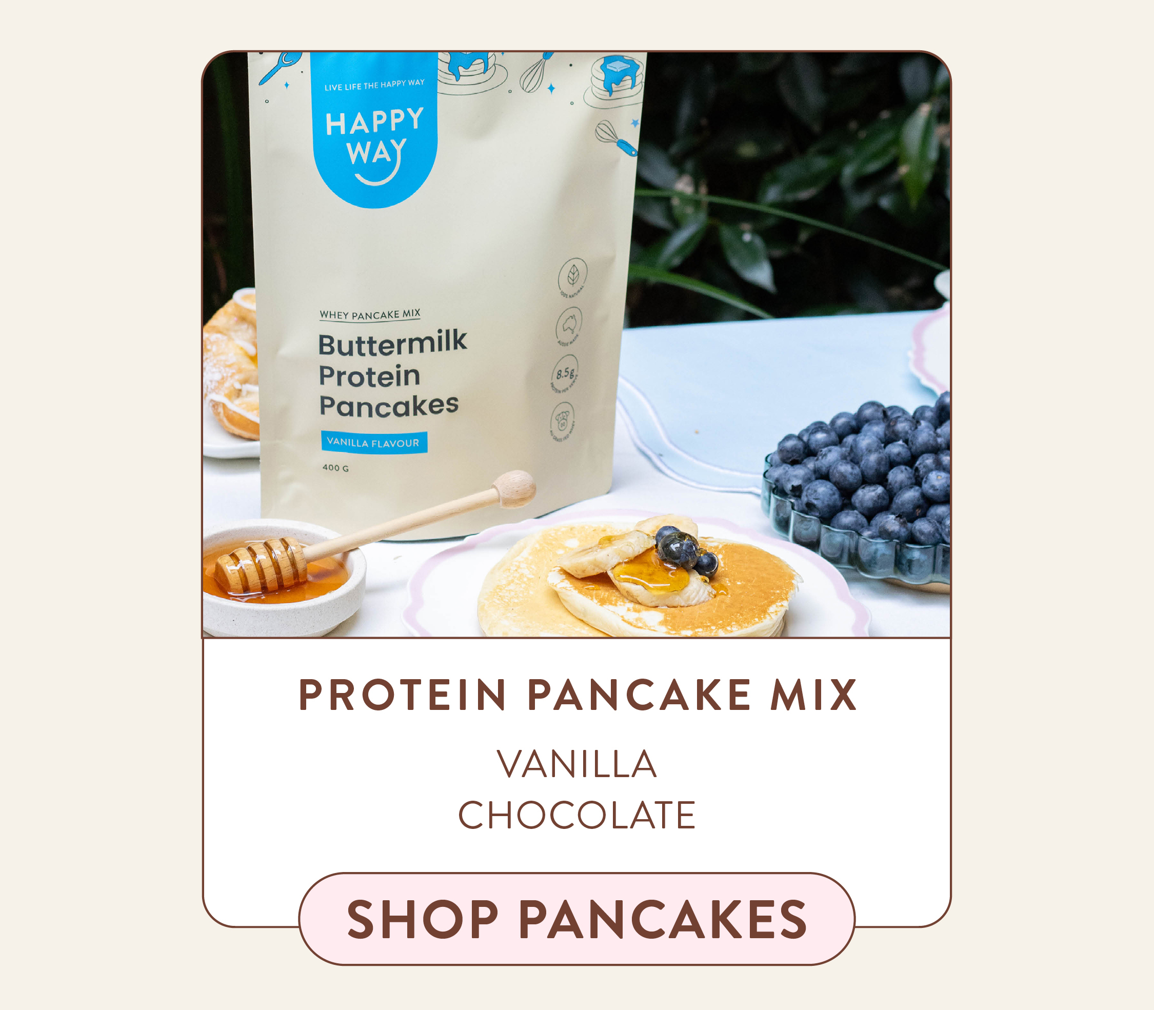 PROTEIN PANCAKE MIX  VANILLA CHOCOLATE SHOP PANCAKES