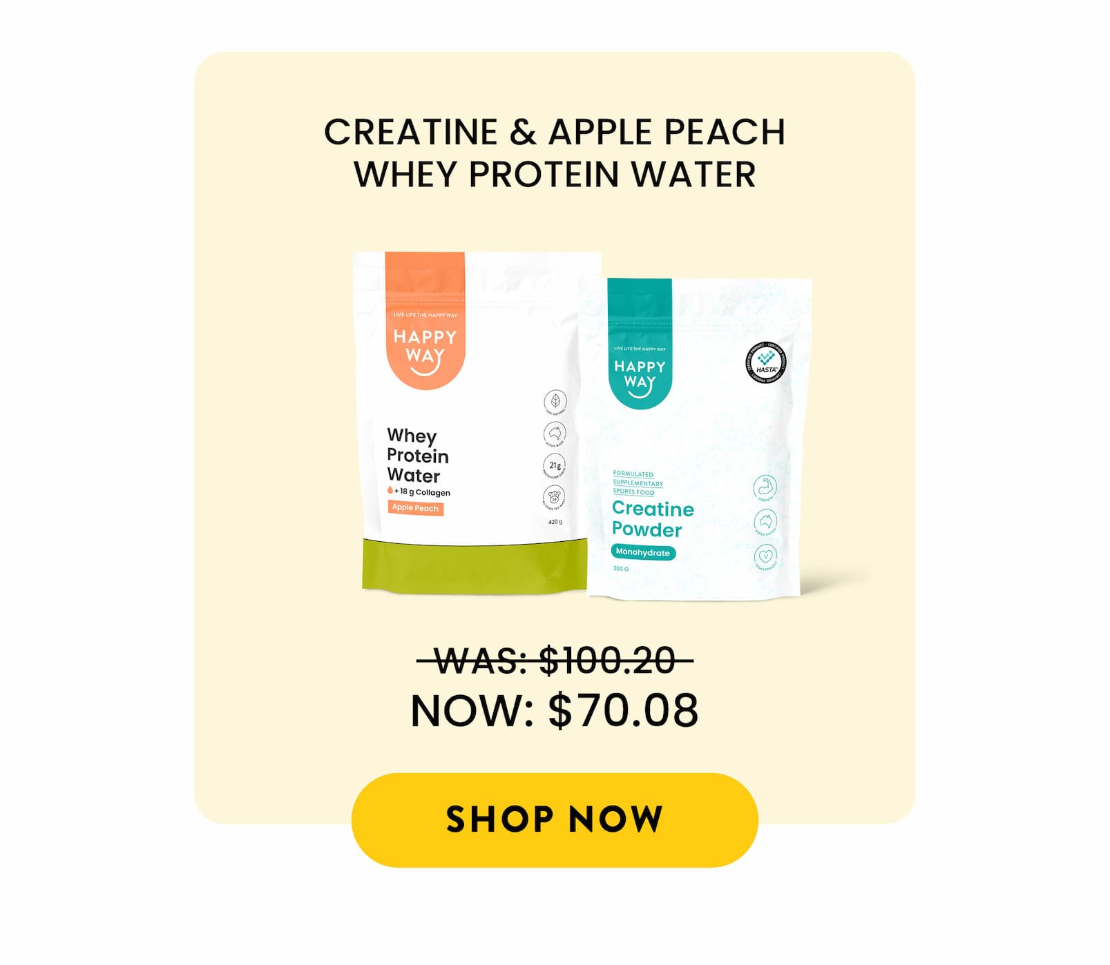 CREATINE & APPLE PEACH WHEY PROTEIN WATER 