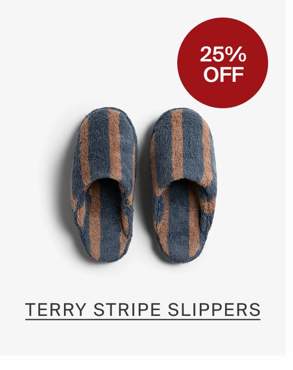 Terry Stripe Slippers: 25% Off