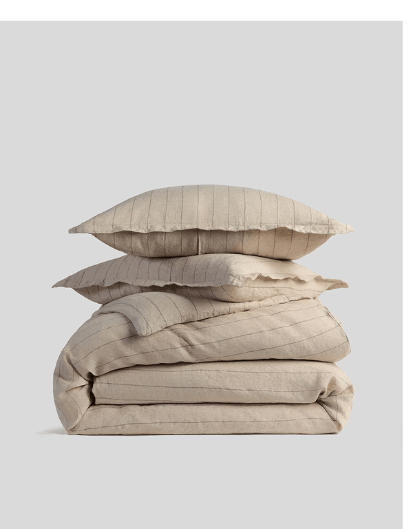 linen stripe bedding