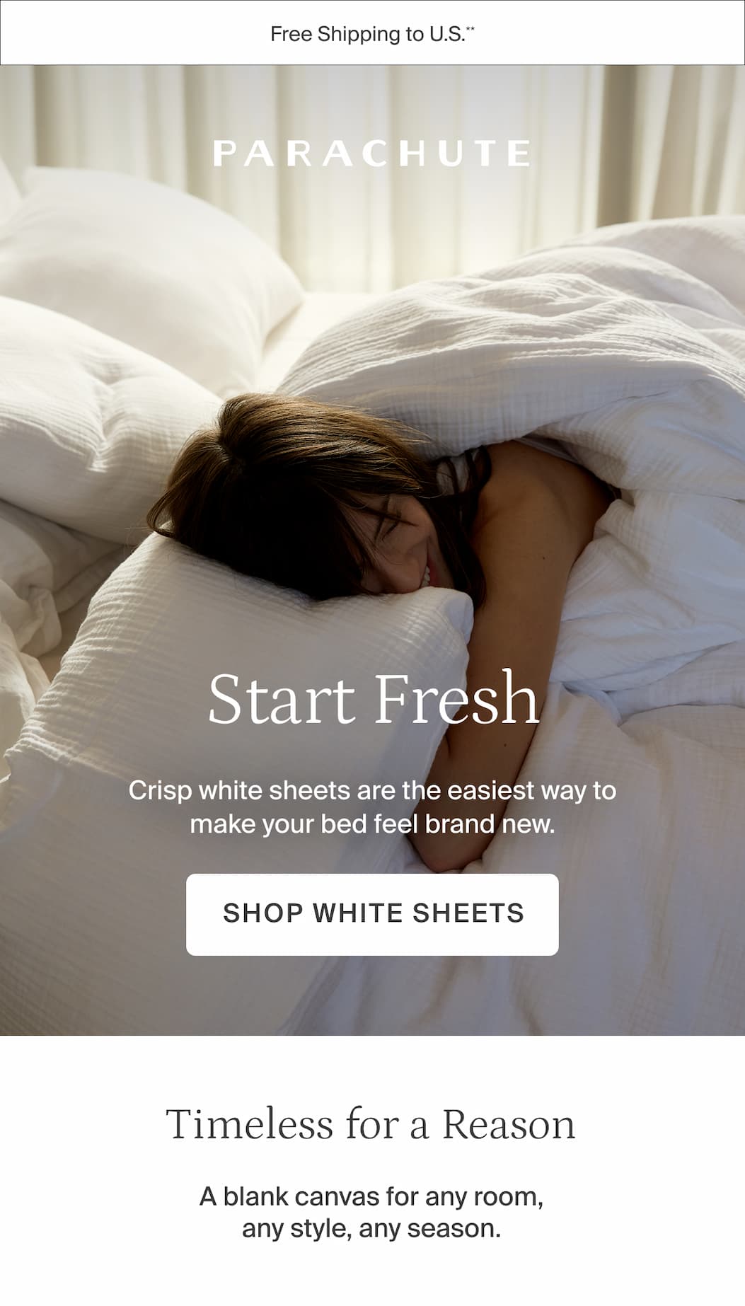 Start fresh. Shop white sheets.