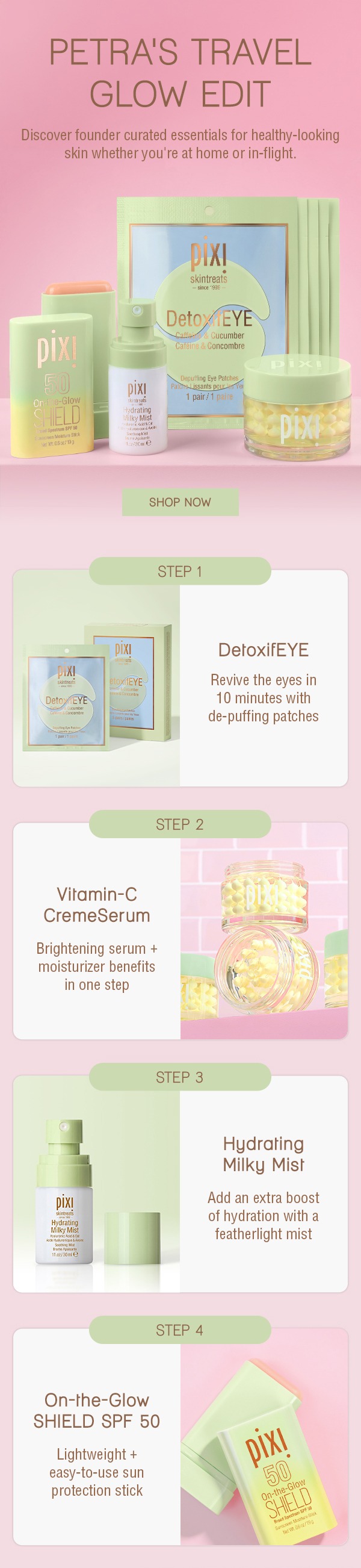 Petra's Travel Glow Edit Discover founder curated essentials for healthy-looking skin whether you're at home or in-flight.