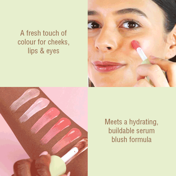 Pixi LiquidGlow Blush Trio - a multitasking serum blush and lip tint in six dewy shades