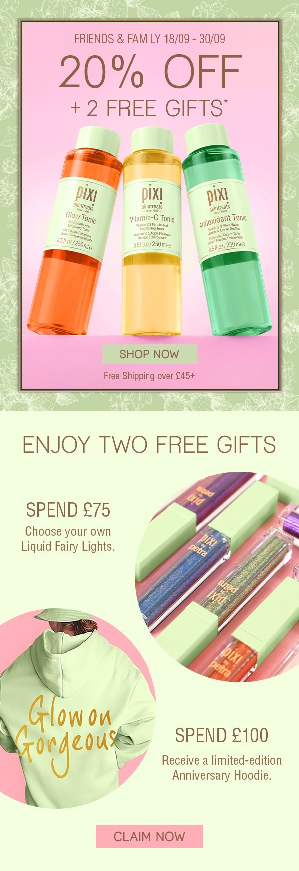 Friends & Family Sale: 20% OFF + 2 Free Gifts