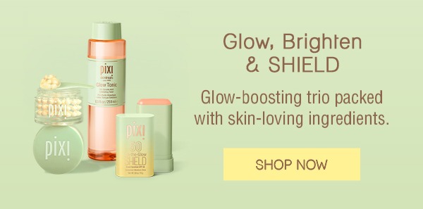 Glow, Brighten & SHIELD Glow-boosting trio packed with skin-loving ingredients.