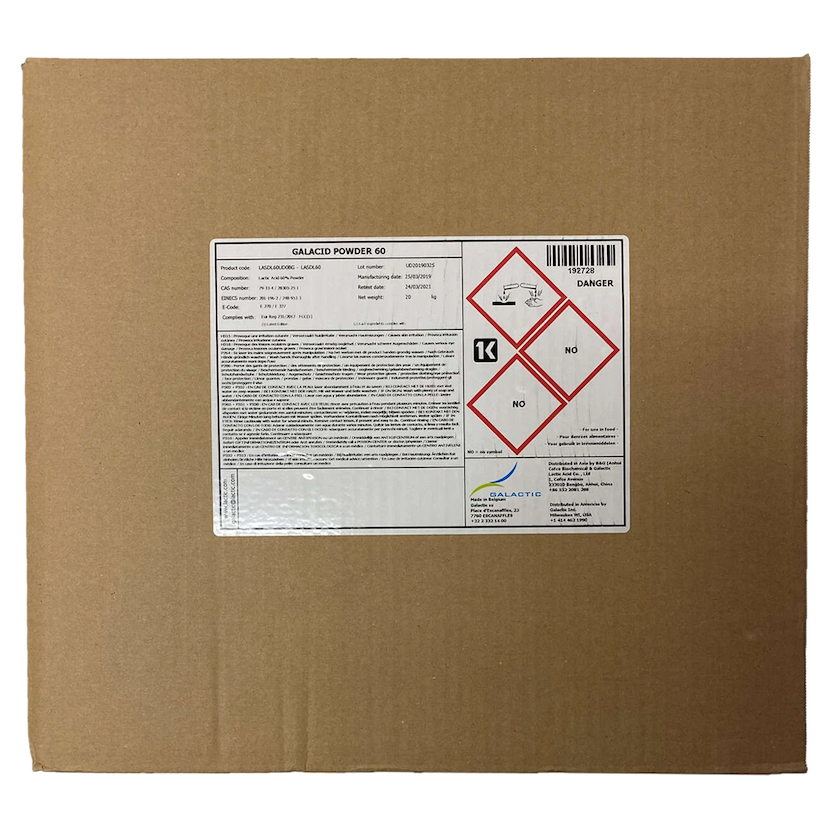 Lactic Acid Powder 60, Galacid | 20 kg Carton