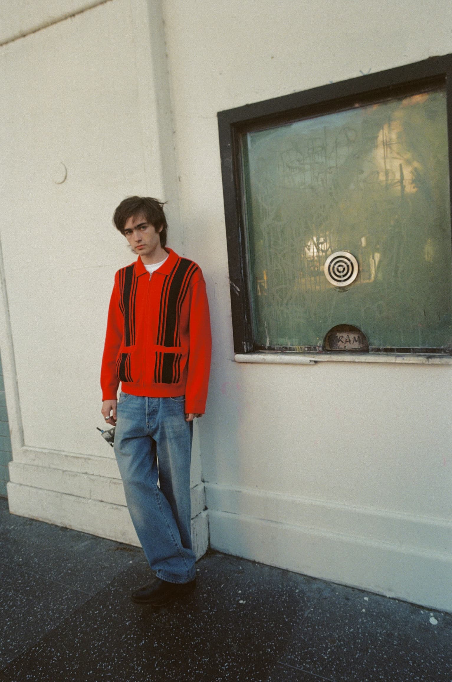 Obey Matt zip up sweater red image 2