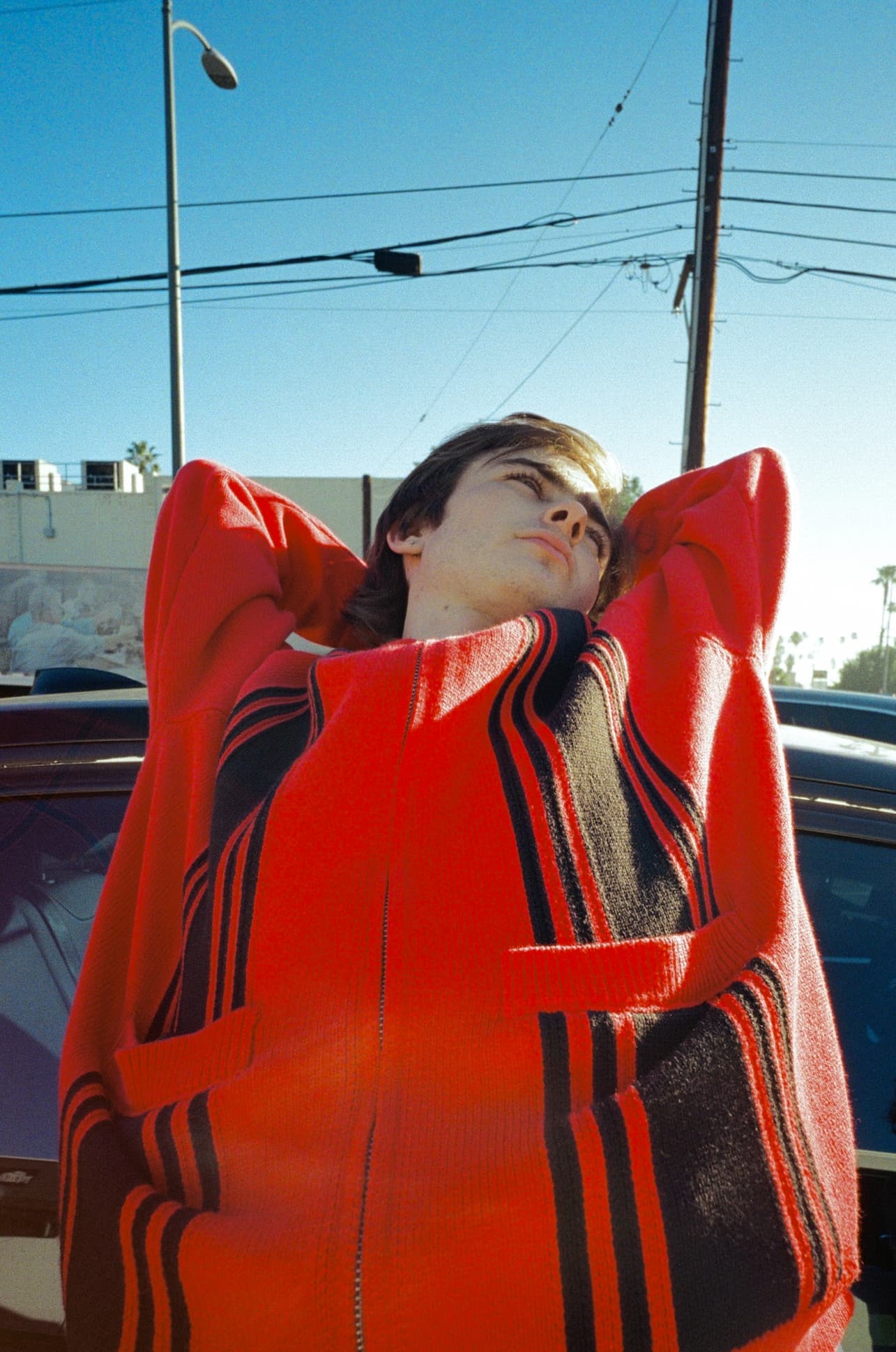 Obey Matt zip up sweater red image 3