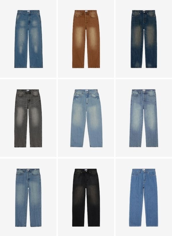 A grid image of the denim jeans