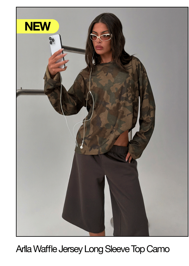 Arlla Waffle Jersey Long Sleeve Top Camo