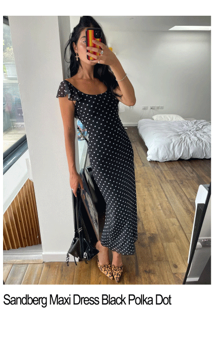 25% off the Sandberg Maxi Dress Black Polka Dot