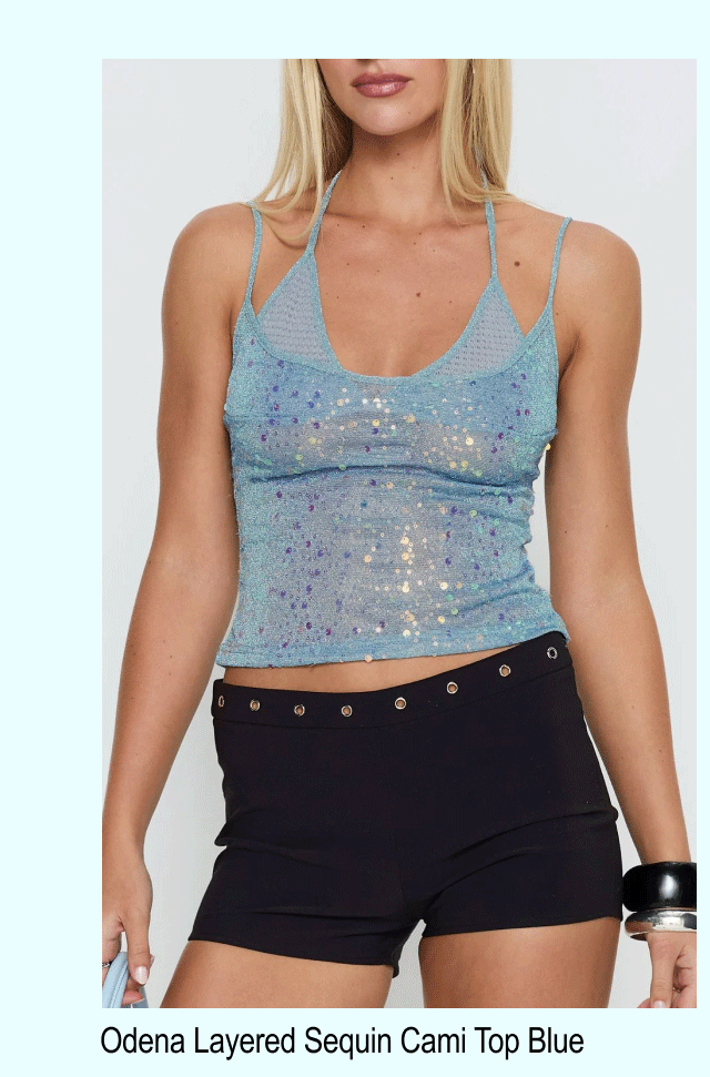 Odena Layered Sequin Cami Top Blue