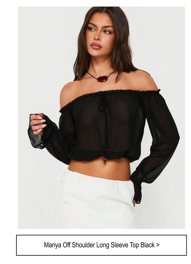Mariya Off Shoulder Long Sleeve Top Black