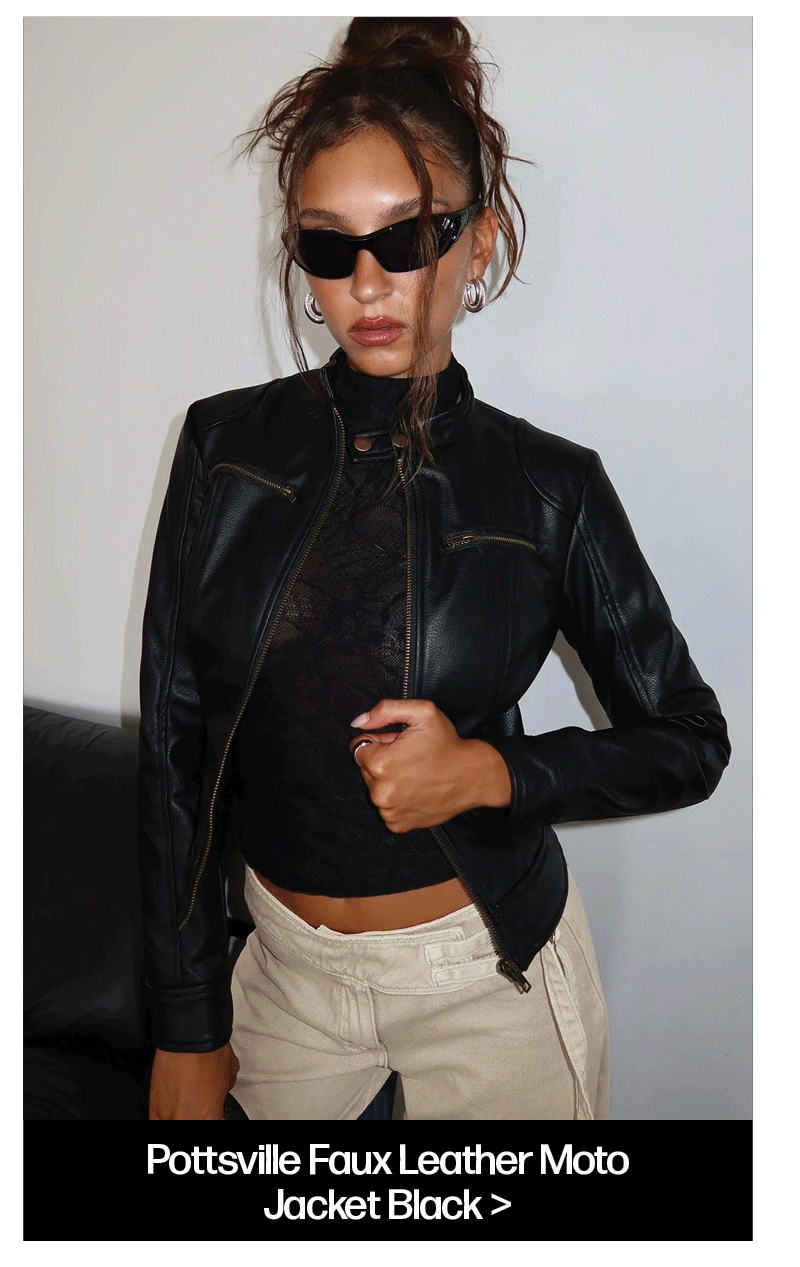 Pottsville Faux Leather Moto Jacket Black