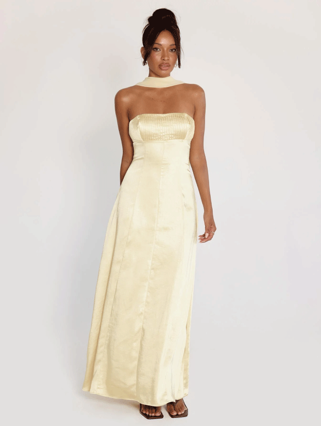 Masterpiece Strapless Maxi Dress Yellow