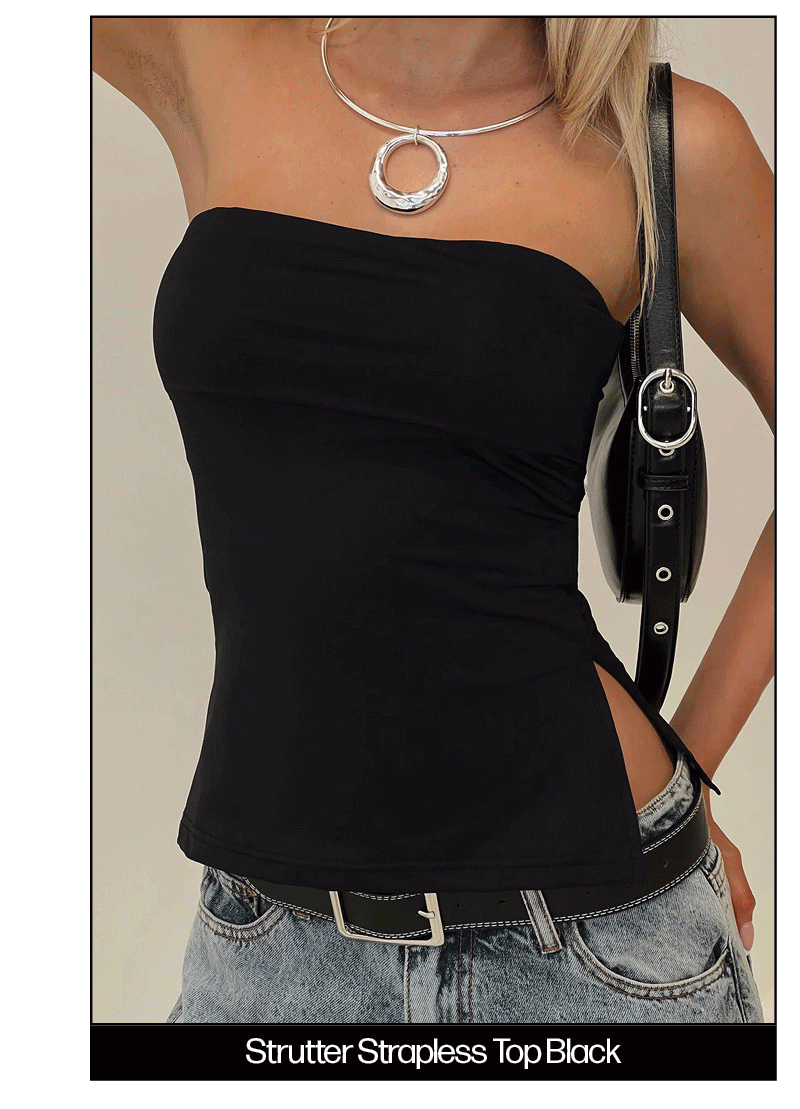 Strutter Strapless Top Black