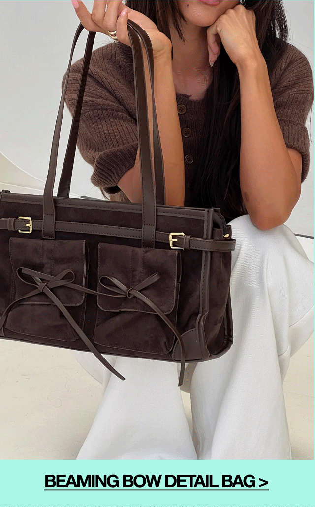 Beaming Bow Detail Shoulder Bag Brown