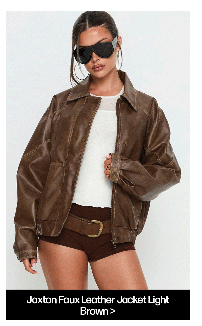 Jaxton Faux Leather Jacket Light Brown