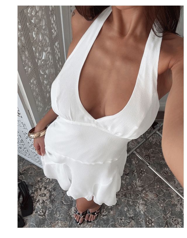 Valorie Halter Mini Dress White