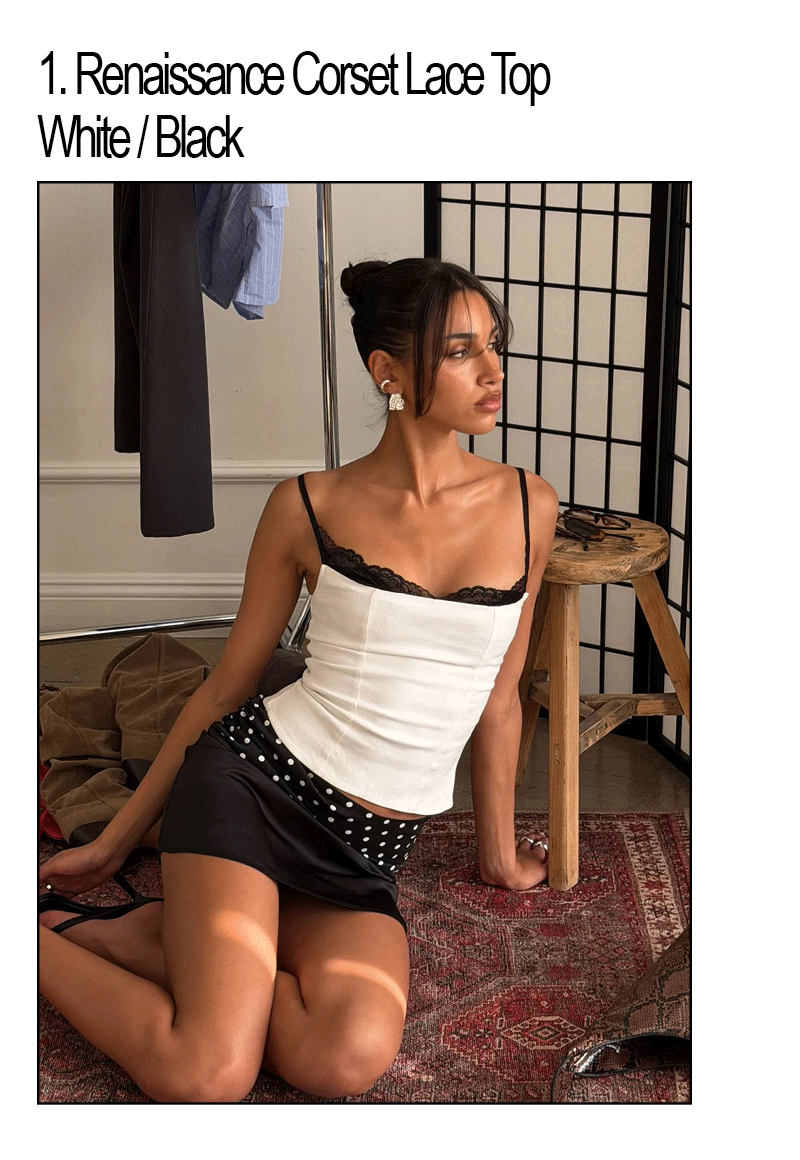 Renaissance Corset Lace Top White / Black