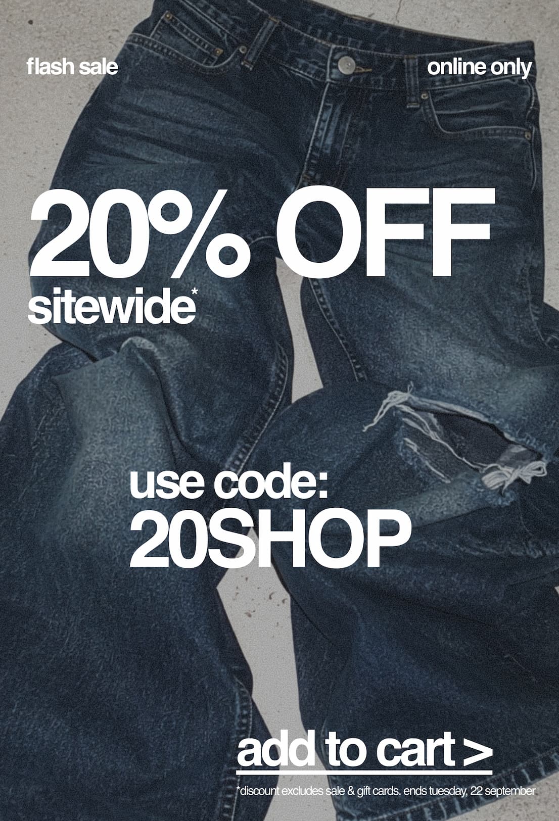 Hey, your cart is now 20% off >