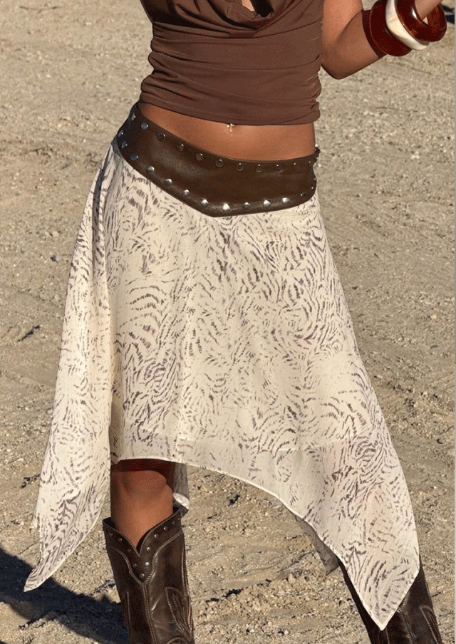 Dark Mirage Asymmetrical Midi Skirt Multi